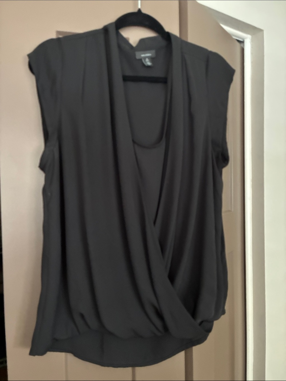 Halogen Black Sleeveless Surplice Draped Blouse Size XL